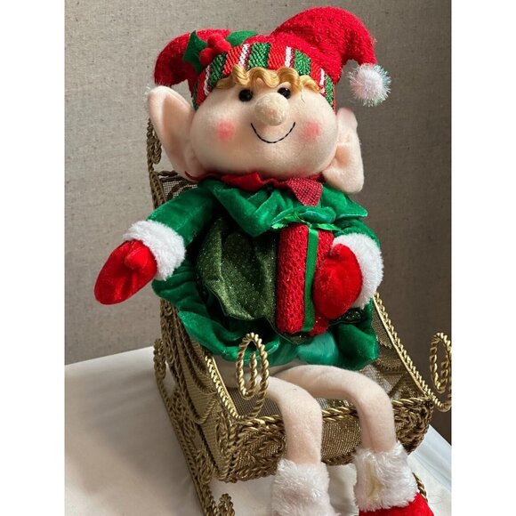 Sleigh Gold Metal Wire Centerpiece Holiday Decor Floral Display Craft Christmas - Picture 4 of 16